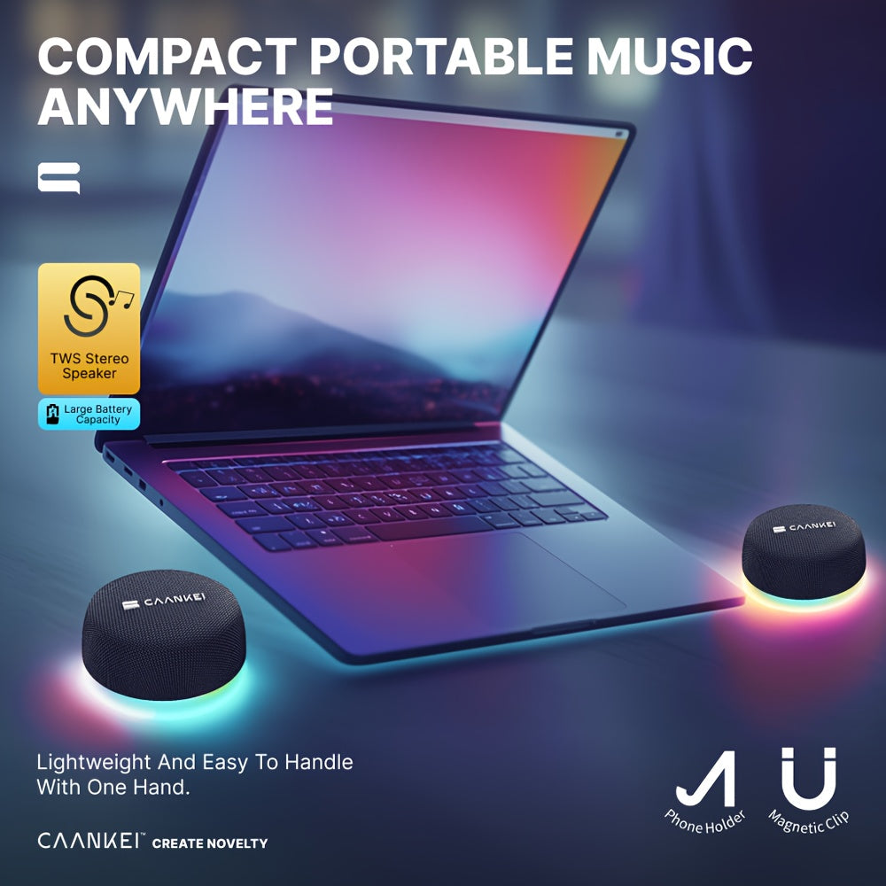 Compact Portable Bluetooth Speaker with Charging Base 60-Hour Battery Life Dual Speakers Strong Bass Surround Stereo for Computer & Mobile Phone
