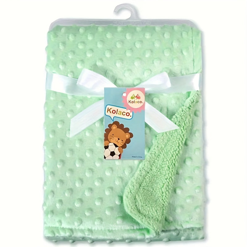 Double-Layer Bubble Stroller Blanket & Baby Outing Wrap, Soft Warm Solid Color Doudou Blanket for Newborns & Infants, 6 Colors Including Grey Pink Blue Green White & Purple