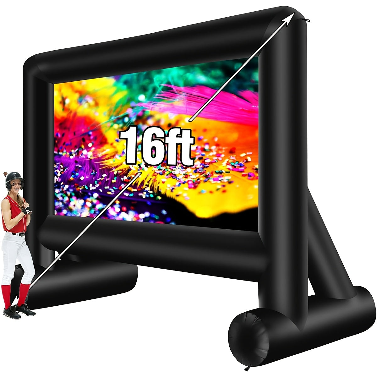 Inflatable Outdoor Movie Screen, 14/16/18/20/22/24 Ft Size Options, Blower & Storage Bag Included, Blow-Up Projection Screen for Backyard Movie Nights, Theme Parties & Celebrations