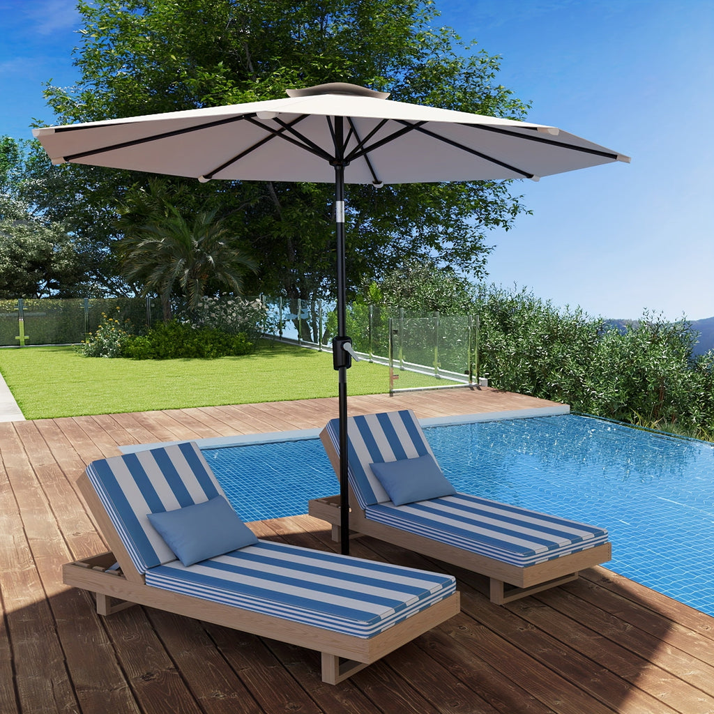 Patio Umbrella 9ft/10ft - Large Outdoor Beach Umbrella with Manual Crank, Tilt & Adjustable Height, Metal Frame, Polyester Fabric - Table or Freestanding - 5 Colors