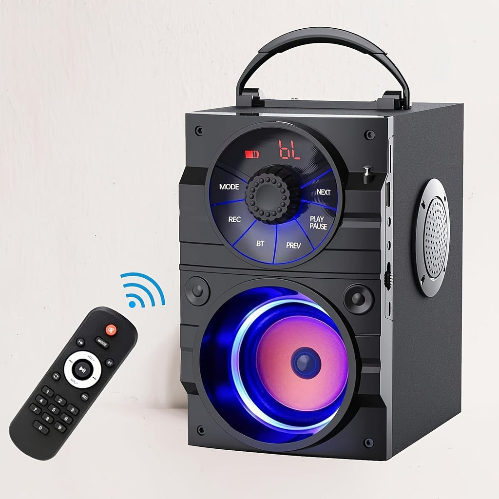 Portable Wireless Party Speaker with Subwoofer & Heavy Bass – Bluetooth FM Radio Remote Control LCD Display for Outdoor Indoor Home Phone PC