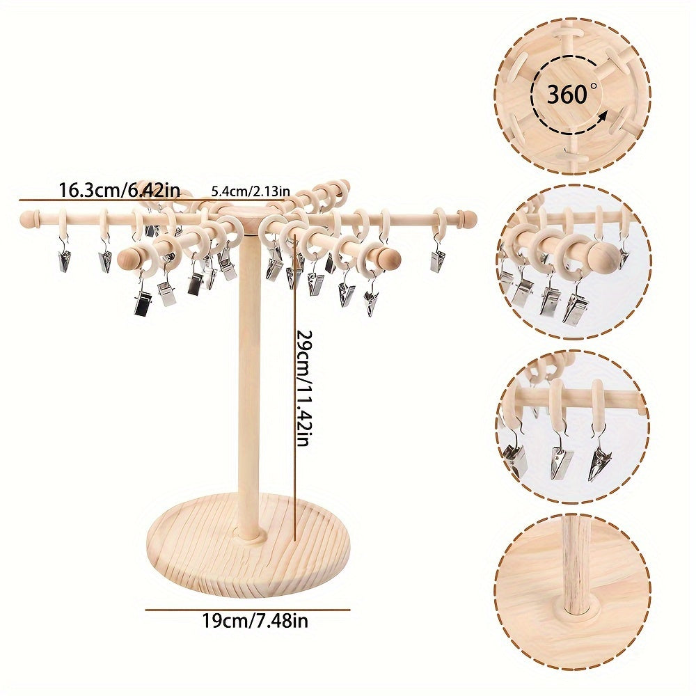 360° Rotatable Wooden Headband Holder & Hair Bow Organizer, Hair Accessory Storage Rack for Bedroom Dresser & Vanity, Burlywood, Christmas New Year Birthday Gift for Women & Girls
