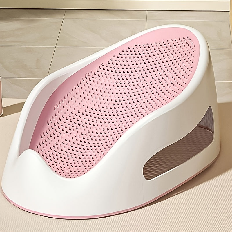 Baby Bath Support Seat with Non-Slip Pad, Newborn Lying Bath Tub Support for Comfortable Bathing, Ideal for Babies 0-6 Months, Infant Bathing Seat, Grey Blue & Pink