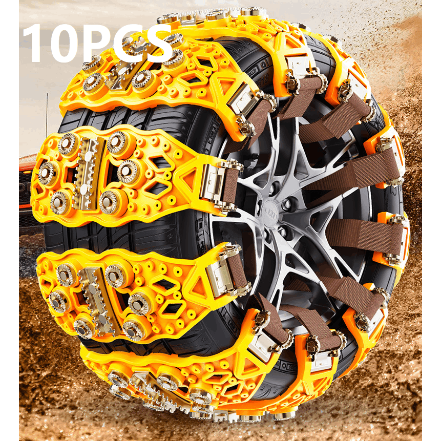 10-Pack Universal Anti-Slip Snow Tire Chains – Anti-Slip Studs for Snow, Ice, Mud & Sand, Easy Install & Removal, Fits Tire Width 165–265mm, for 4x4, ATV, UTV, SUV, Truck & Pickup, Yellow or Black – Nova Mart
