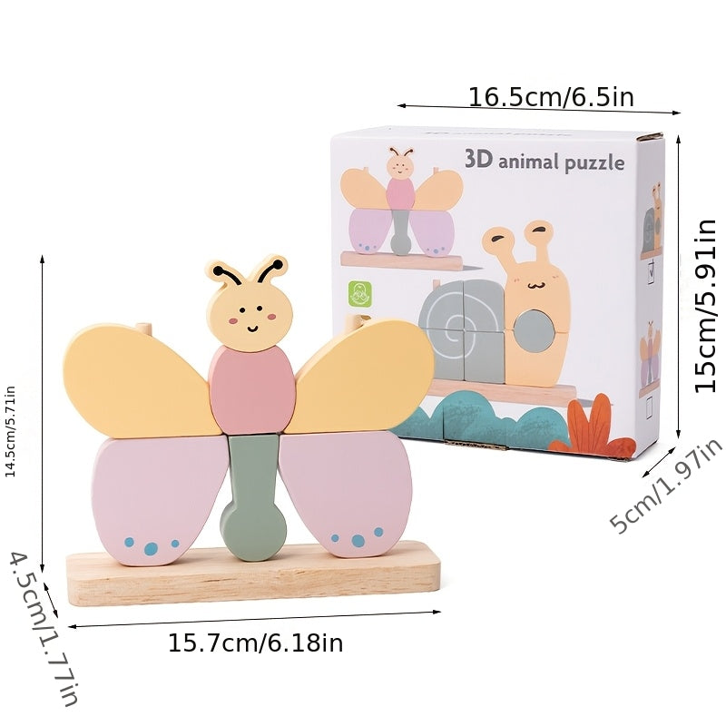 Educational Wooden Butterfly Balance & Patience Training Game, 3D Letter Blocks Desktop Puzzle Toy for Color & Shape Recognition, Action Training Skill-Building Gift for Kids