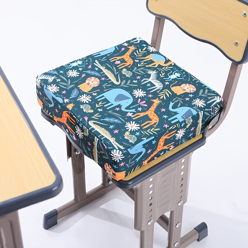 Toddler Dining Booster Seat Cushion, Portable High Chair Booster Pad with Cute Cartoon Animal Print, Non-Slip & Safe Kids Dining Seat Cushion that Fits Most Chairs, Animal Photos & Giraffe