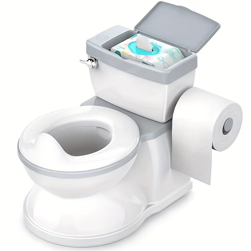 Potty Training Transition Seat - Real Feel Diaper Seat with Wipe Storage & Disposable Liner, Realistic Toilet Design, Easy to Clean & Assemble - Gray