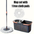 4-Piece Spin Mop & Bucket Set - Hands-Free Wringing, Replacement Mop Cloth & Spray Bottle, Wet/Dry Use, for Kitchen Bathroom Hardwood Tile Floors - Multicolor