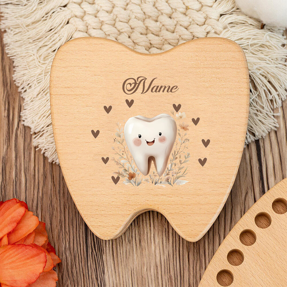 Personalized Baby Tooth Keepsake Storage Box, Custom Name & Color-Printed Design for Incisors Canines & Wisdom Teeth, Tooth Elf & Tooth Angel Designs, Baby Milestone Memory Gift