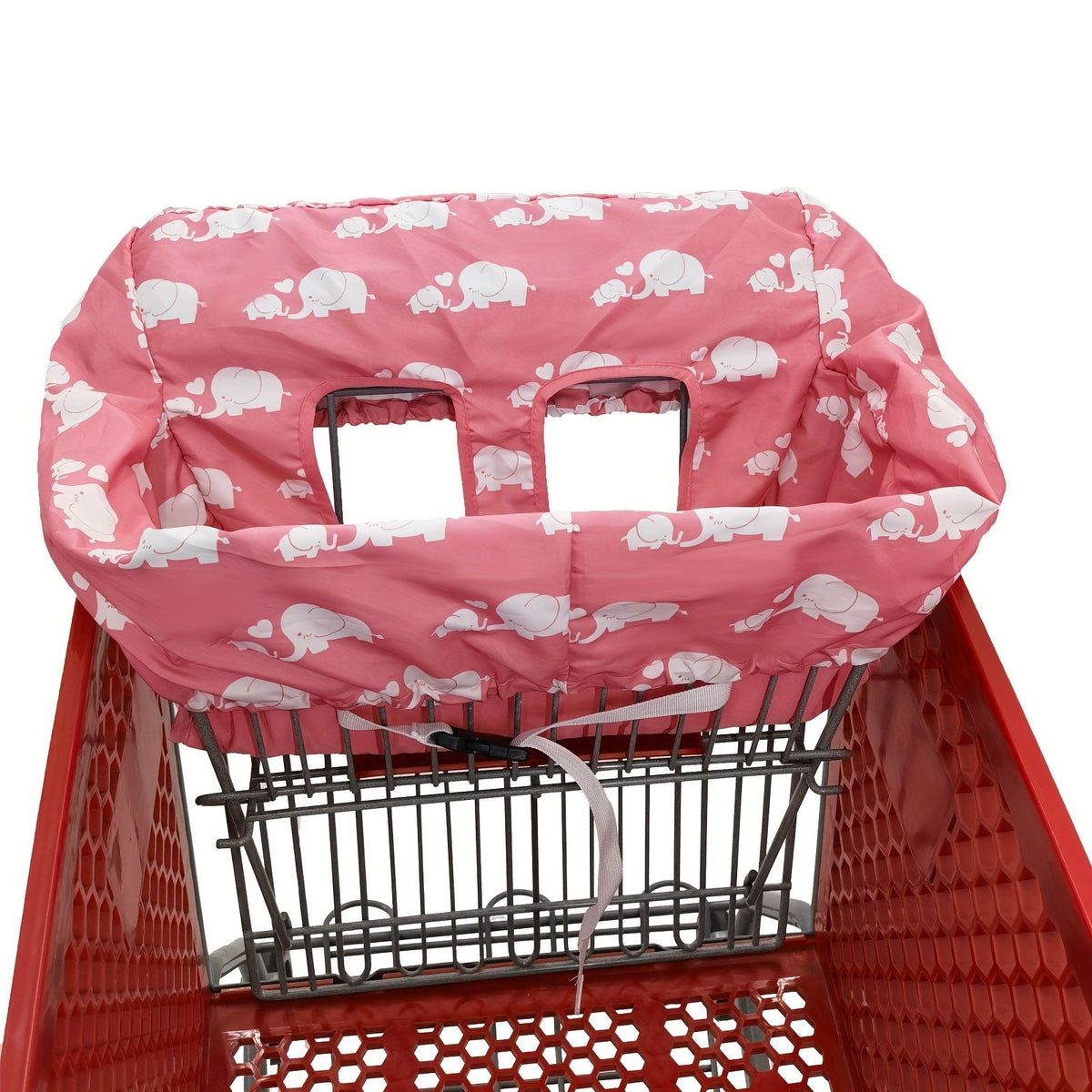 Baby Shopping Cart Seat Cover & High Chair Cushion, Foldable Portable Protective Seat Pad for Supermarket Carts Trolleys & High Chairs, Pink Elephant & Blue Elephant