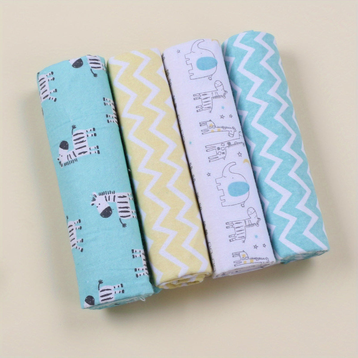Cotton Flannel Baby Swaddle Blankets Set of 4, Soft Infant Wrap Receiving Blanket for Newborn 0-12 Months, Breathable Muslin-Style Nursery Bedding