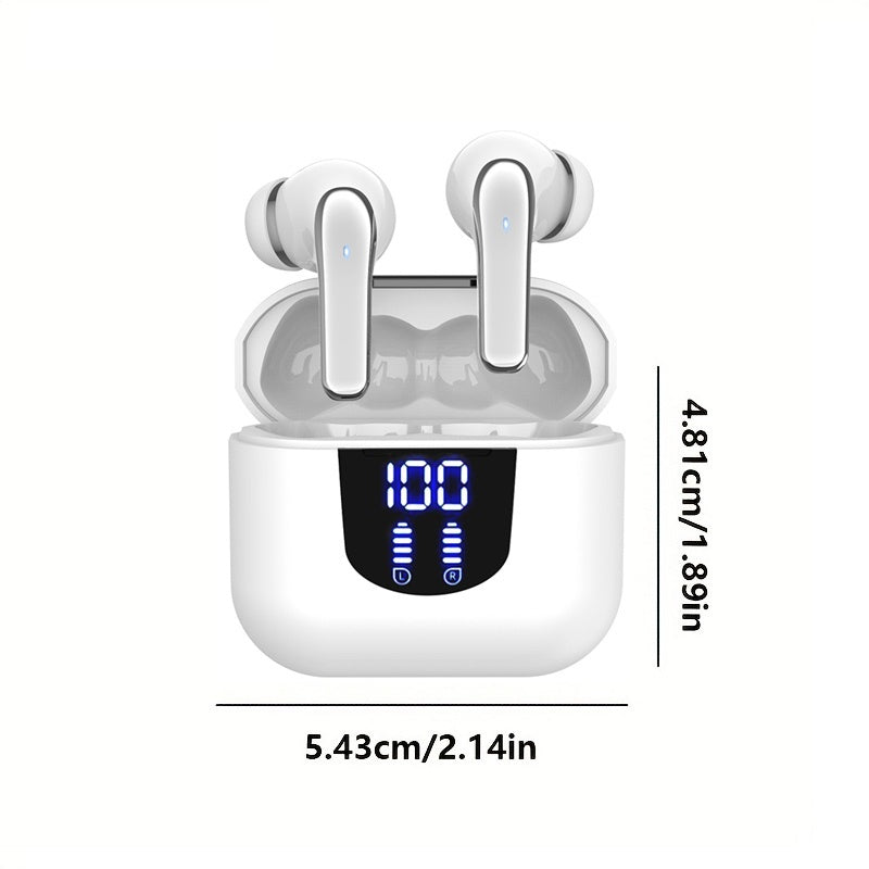 Bluetooth 5.4 Wireless Earphones - 13mm Speakers, Extra Long Playtime, Type-C Fast Charging, Stereo In-Ear with Mic - iPhone & Android, Gaming, Business & Sports - White, Black, Pink & Purple