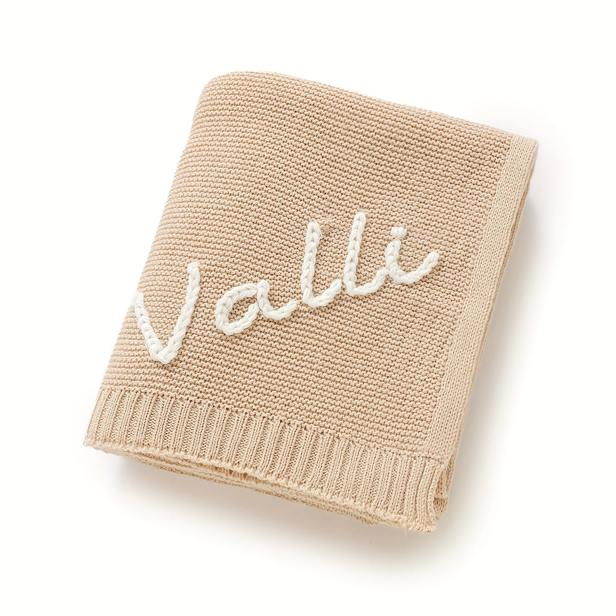Personalized Hand-Embroidered Baby Name Knitted Blanket, Custom Name & Birthday Keepsake Blanket, 17 Color Options, Unique Baby Shower Birthday & Newborn Gift