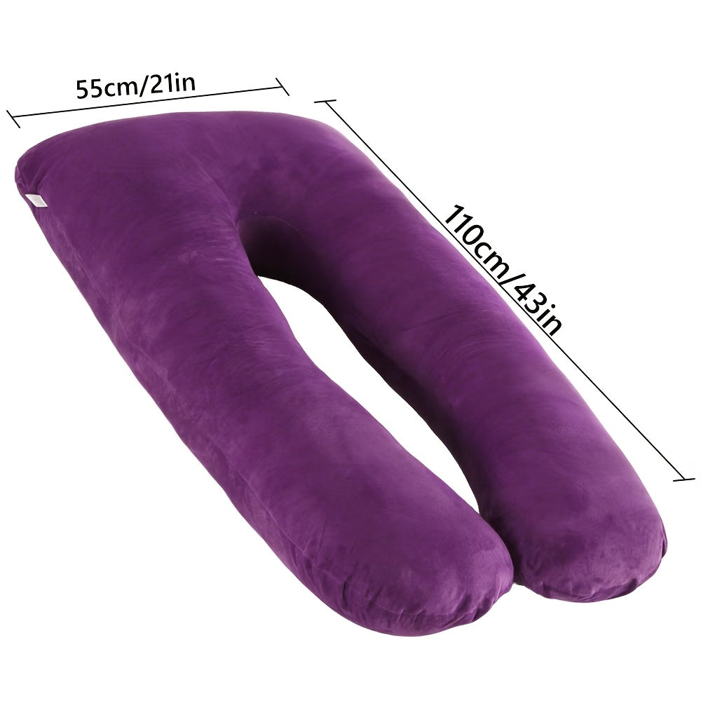 J & U-Shaped Pregnancy Pillow, Full Body Maternity Pillow with Velvet & Flannel Cover, Back, Legs & Belly Support for Pregnant Women, 43", 47" & 55", Multiple Colors