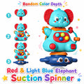 Elephant-Shaped Suction Cup Gyro Spinning Toy for Infants, Anti-Slip Anti-Drop Safety Rounded Edge Portable Baby Sensory Toy, Blue & Pink