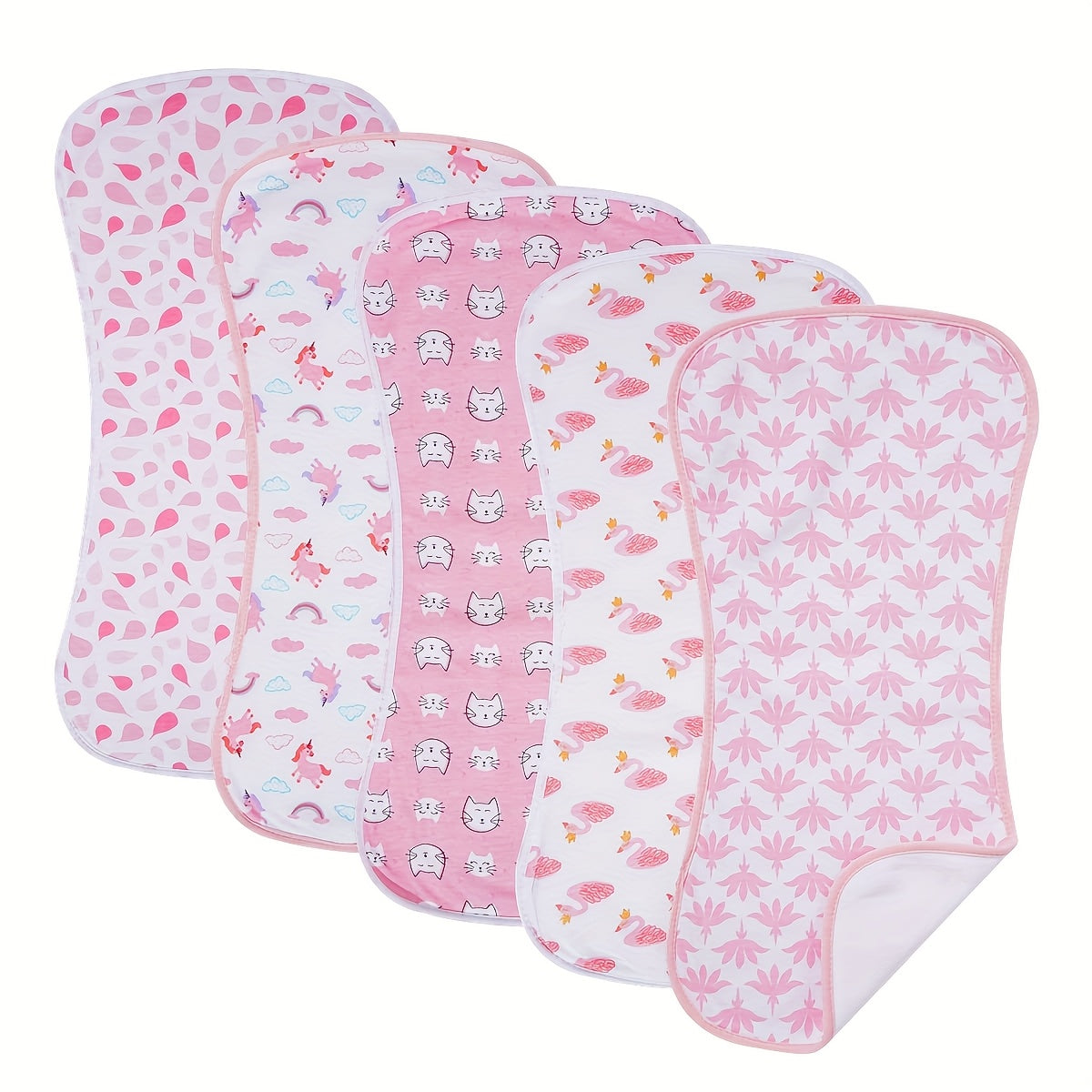 5-Pack Soft Absorbent Baby Burp Cloths, Anti-Spit-Up Newborn Burp Rags & Baby Washcloths for Girls, Gentle Skin-Friendly Burp Cloth Set, Pink