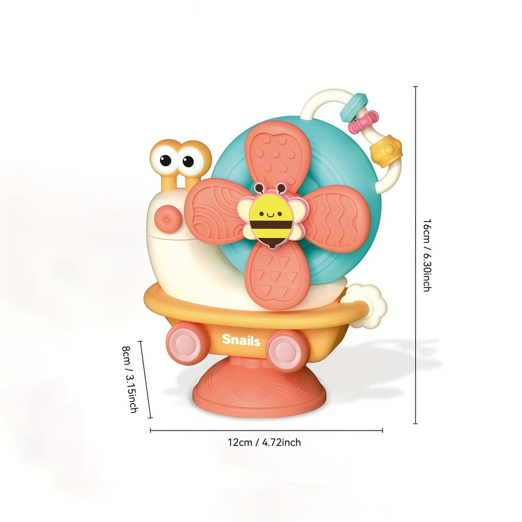 Suction Cup Snail Pinwheel Windmill Baby Sensory Toy, Rotating Spinning High Chair Bath & Push Car Toy for Infants & Toddlers, Travel Sensory Gift, Orange & Purple