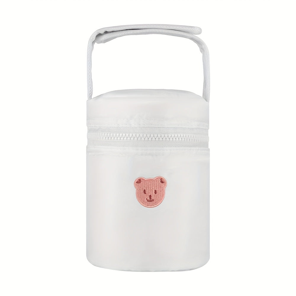 Insulated Thermal Bag for Baby Bottles & Breast Pumps, Polyester Handle Tote with Temperature Retention, Hand Washable, Premium Poly Material for Parents On the Go, White & Black