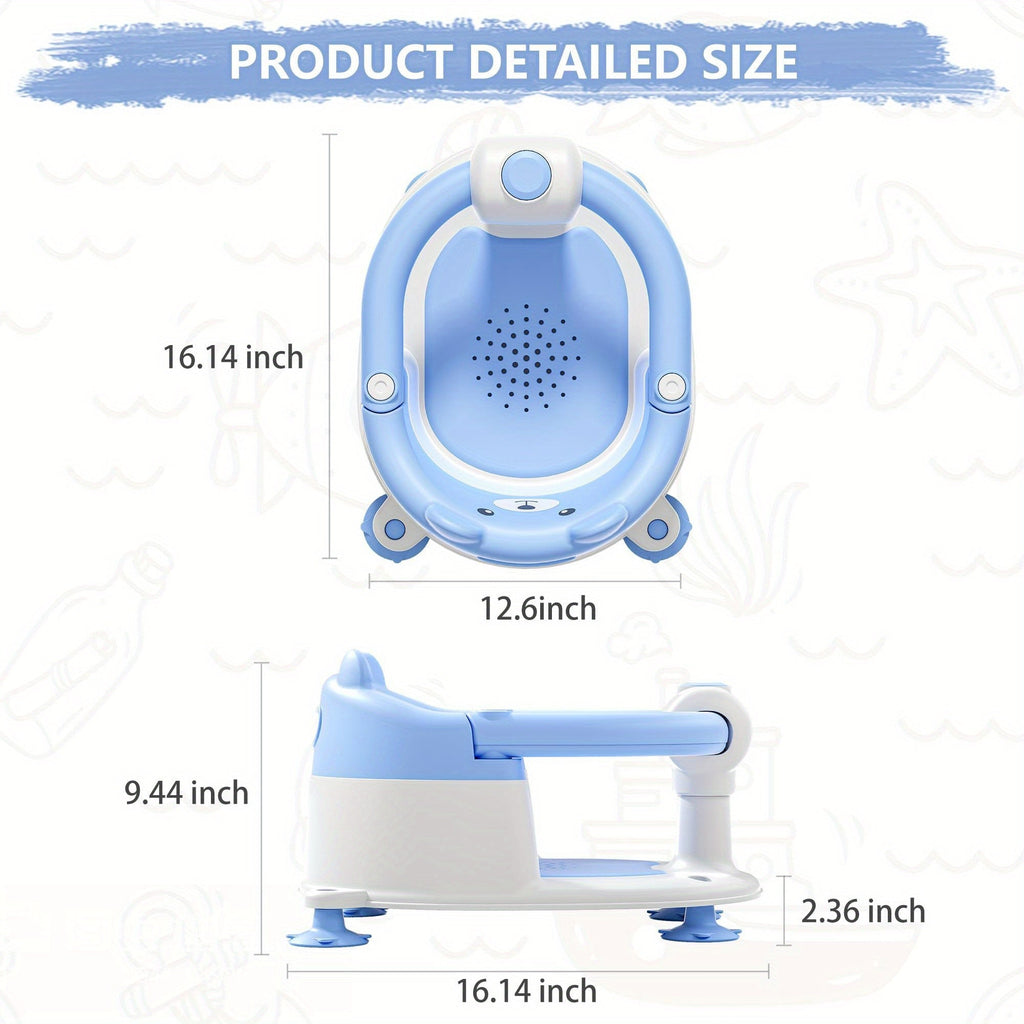 Baby Bath Seat for Babies 6 Months & Up, Non-Slip Infant Bathtub Chair with 4 Suction Cups & Soft Cushion, Compact Toddler Bath Seat for Sitting Up in Tub or Shower, Boys & Girls