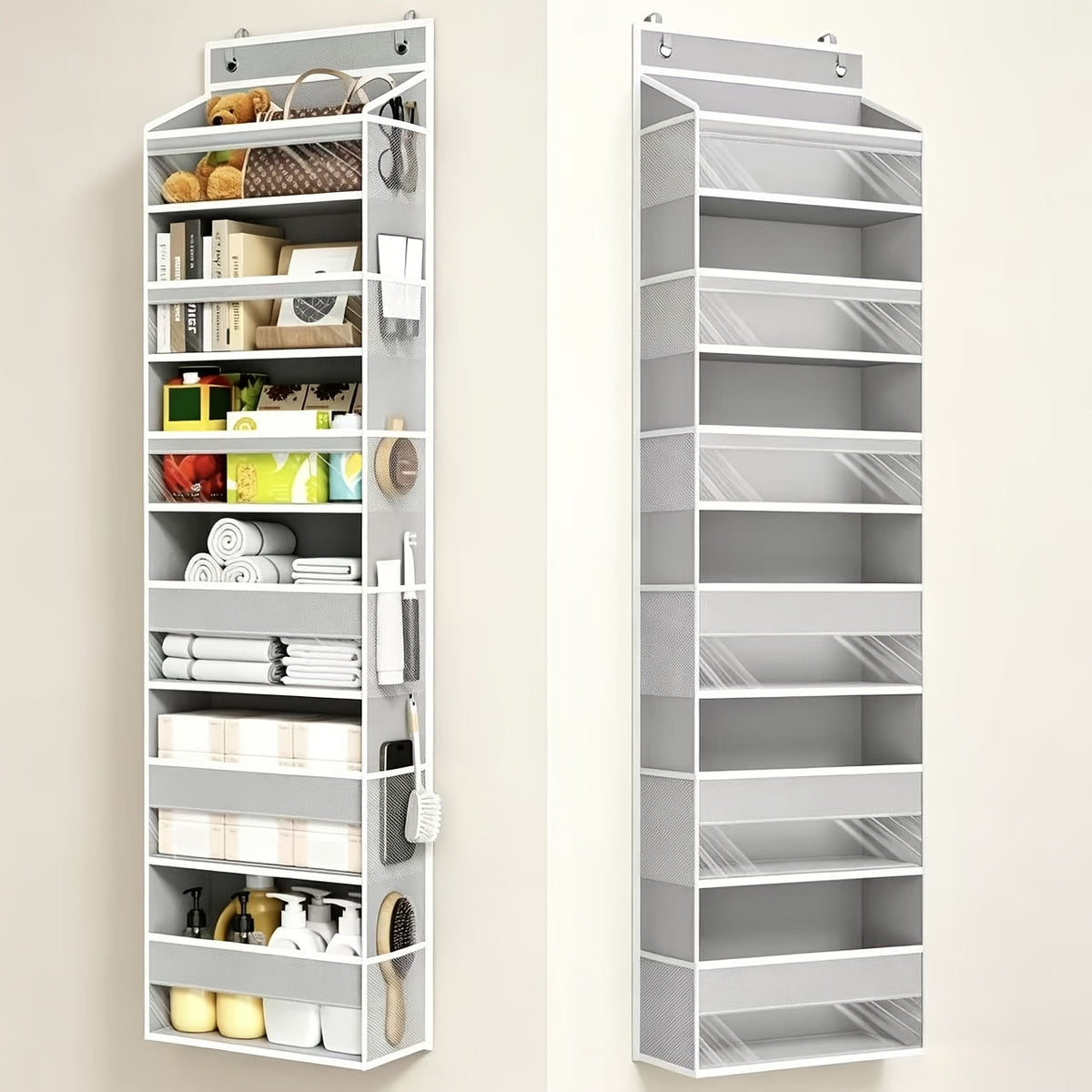 6-Layer Hanging Storage Organizer Rack, Transparent Pocket Non-Woven Vertical Space-Saving Closet Shelf for Diapers Baby Supplies & Bedroom Miscellaneous, 121 lb Capacity