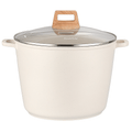 10.5QT Non-Stick Large Soup & Stock Pot – Family Size Even Heating All-Stove Compatible for Soups Stews Boiling & Meal Prep in White