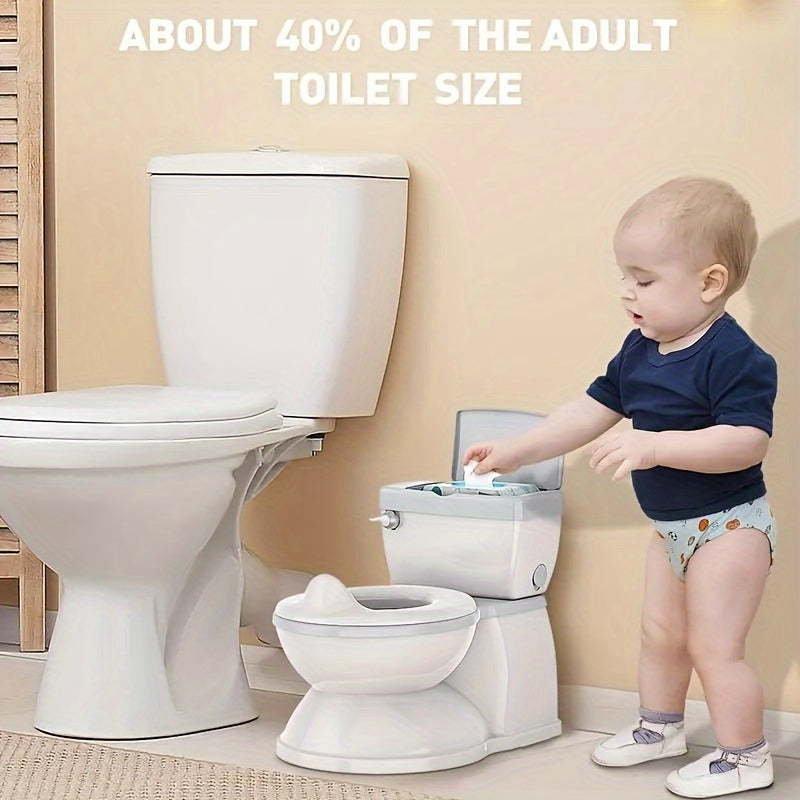 Potty Training Transition Seat - Real Feel Diaper Seat with Wipe Storage & Disposable Liner, Realistic Toilet Design, Easy to Clean & Assemble - Gray
