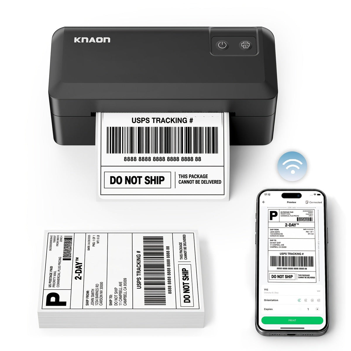 T53 Wireless 4x6 Thermal Label Printer - Compact Desktop, No Ink, iPhone/Android/Windows Compatible - Shipping, Mailing & Small Business Home Office - Black