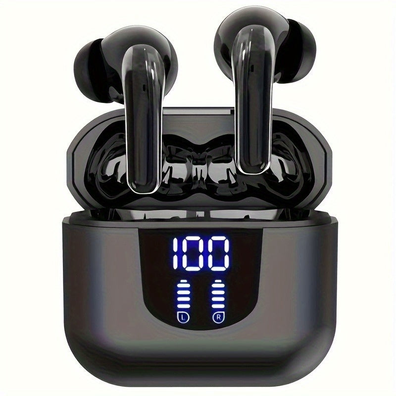 Bluetooth 5.4 Wireless Earphones - 13mm Speakers, Extra Long Playtime, Type-C Fast Charging, Stereo In-Ear with Mic - iPhone & Android, Gaming, Business & Sports - White, Black, Pink & Purple