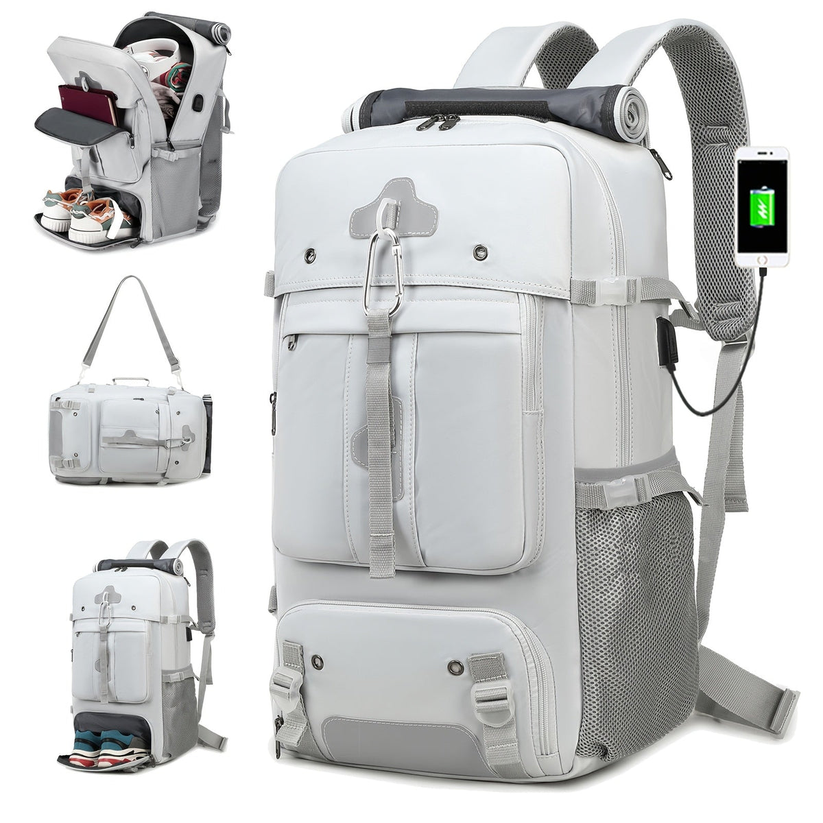 Large Travel Backpack with Shoe Compartment & 17.3" Laptop Sleeve - Airline Approved Carry-On, Convertible Single or Double Strap, Business Gym Weekender Bag for Men & Women - 6 Colors