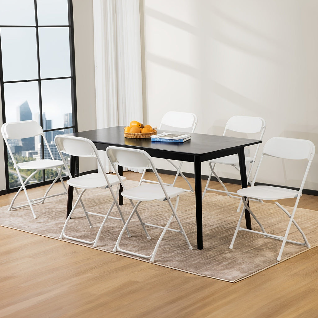 Plastic Folding Chair 330LB Heavy Duty – Lightweight Foldable Chairs for Office Indoor Outdoor Events in Black & White (Set of 4 / 6 / 10)