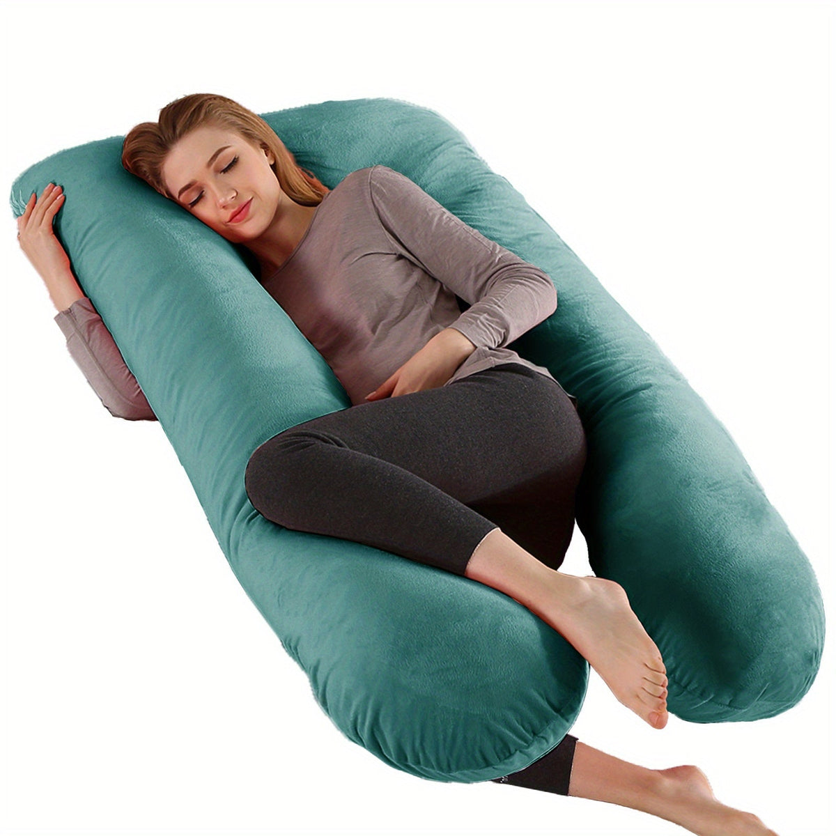U-Shaped & J-Shaped Pregnancy Pillow, Full Body Maternity Pillow with Removable Cover for Full-Body Support, Machine Washable, All-Season Comfort, Multiple Styles & Colors