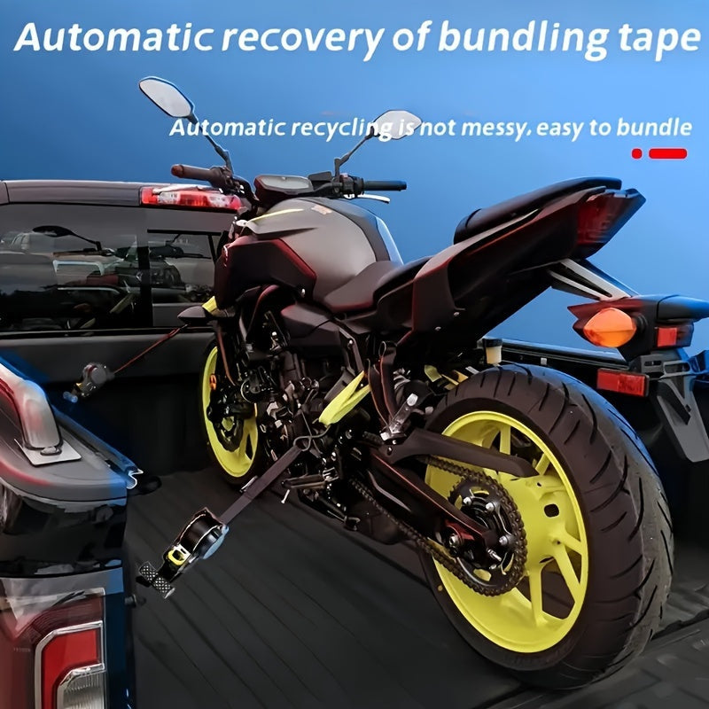 Heavy-Duty Automatic Retractable Cargo Strap - No Assembly, Free Extension & Contraction, Coilable - Moving, Towing, RV, Trailer & Vehicle Load Securing - Black