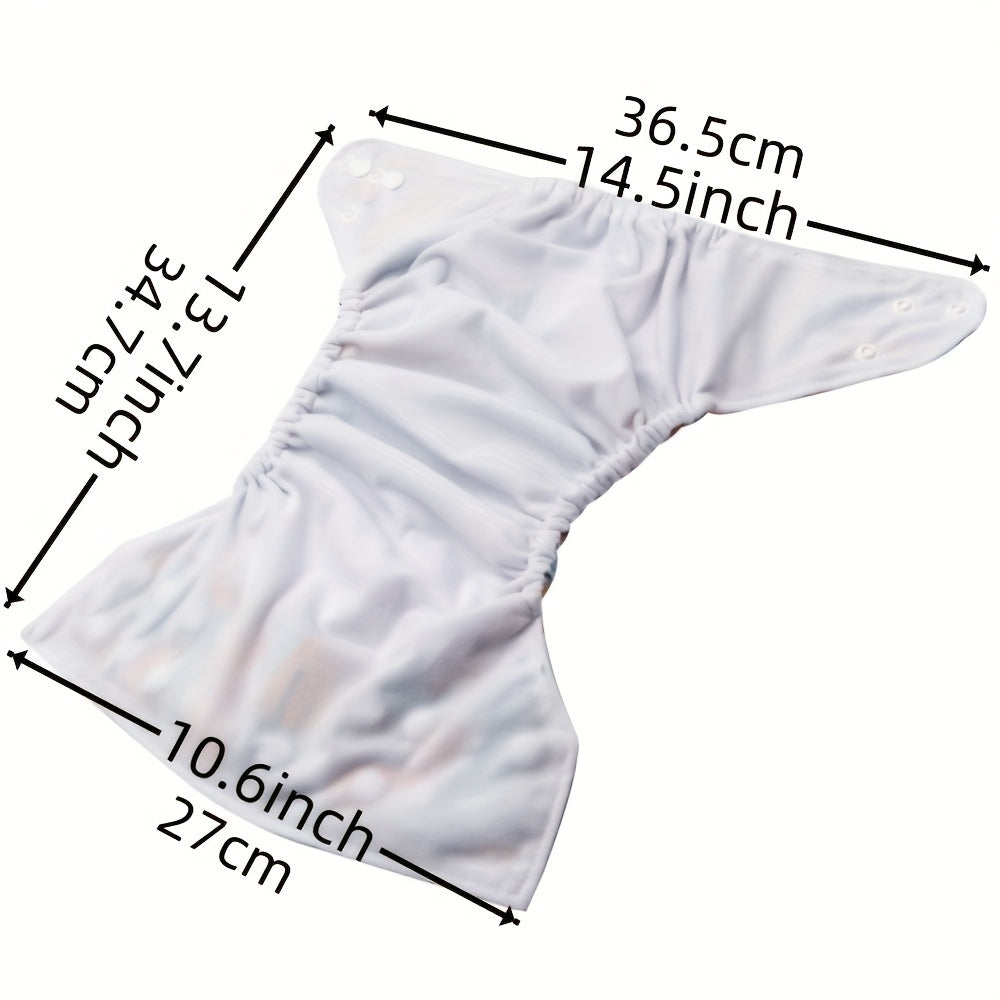 6-Piece Reusable Cloth Diaper Set with Cute Cartoon Animal Designs, Eco-Friendly Washable Baby Cloth Diapers with Inserts, Includes 3 Diapers & 3 Inserts, Adjustable for Babies & Toddlers