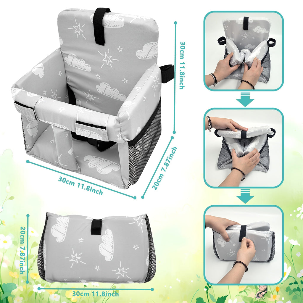 Baby Shopping Cart Cover & Seat Protector, Universal Fit for Most Grocery Carts, Easy Install for Supermarkets Airports & Malls, Clouds Gray & Cloud Pink