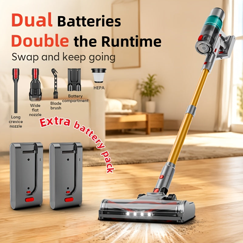 Cordless Vacuum Cleaner 550W 62Kpa Powerful Suction LED Smart Display Anti-Tangle Brush Removable Battery Lightweight All-in-1 for Home Carpet Pet Hair Hardwood Floor Multiple Colors
