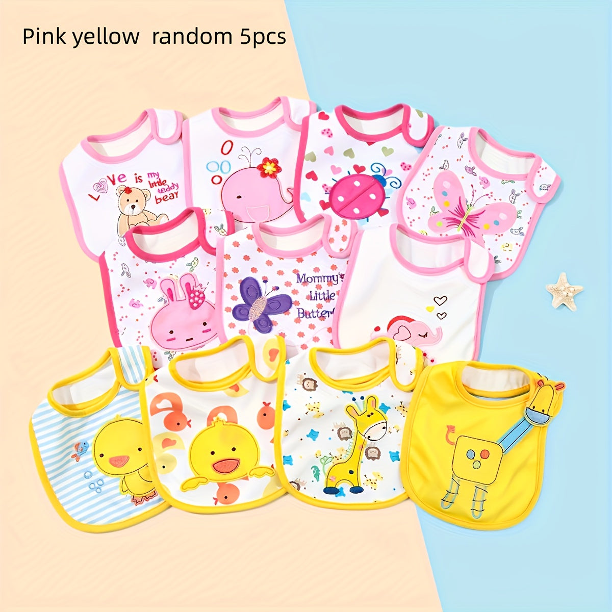 Baby Bibs Set of 5, Soft Newborn Saliva Drool Towel Bandana Bibs for Infant Toddler, Absorbent Feeding Burp Cloth for Boys & Girls, Mixed Color Baby Shower Gift