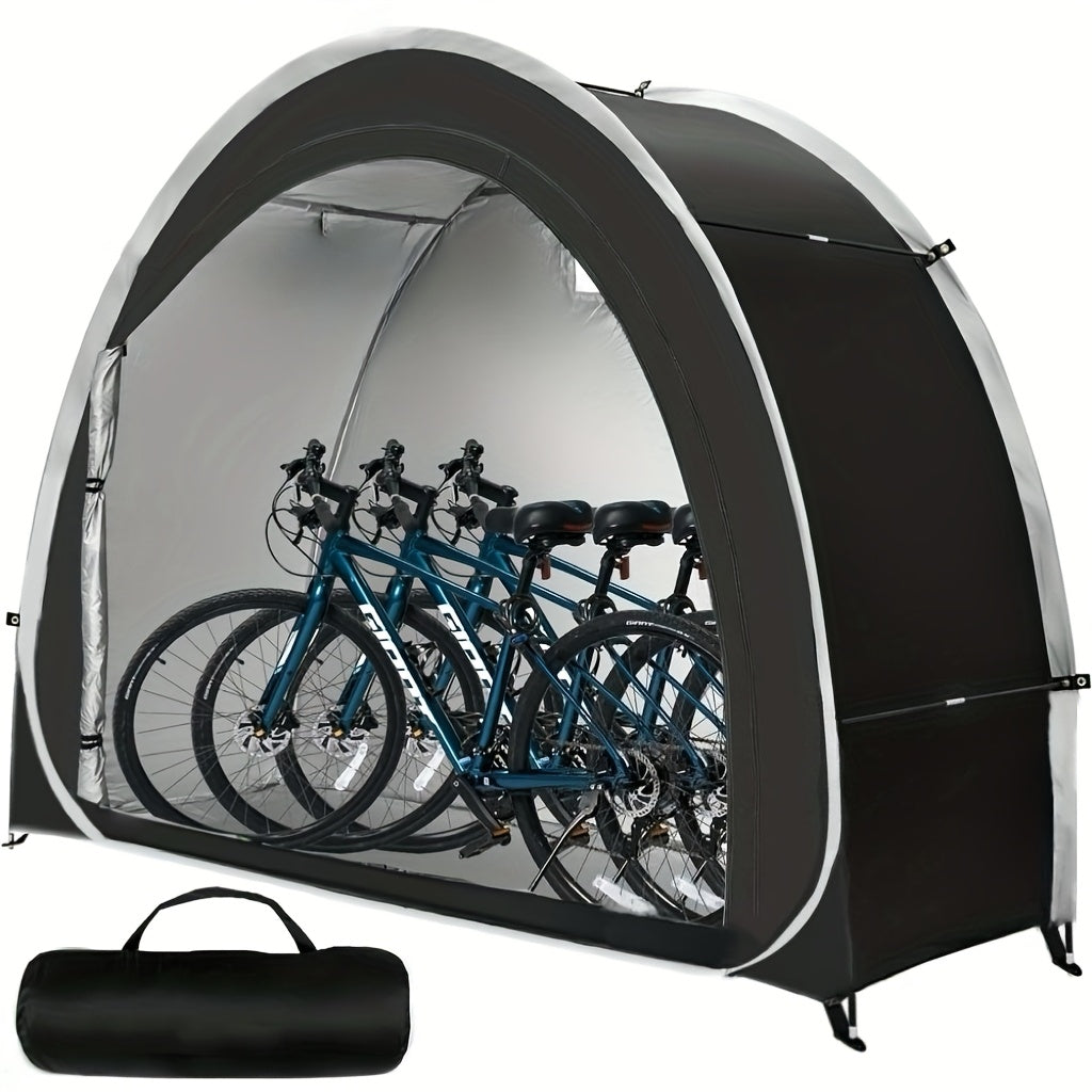 Outdoor Bike Storage Shed Tent - PU 4000mm Waterproof 210D Oxford Fabric, UV Resistant, Ventilation Windows - Fits 2-3 or 4-5 Bikes, Garden Tools & Lawn Mower - Black