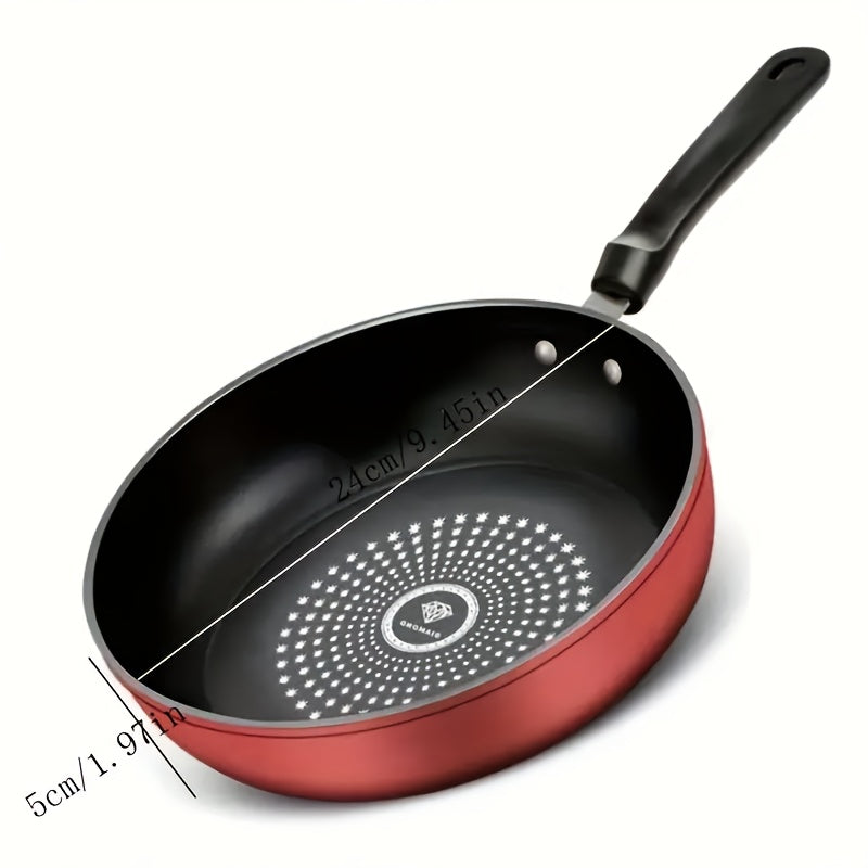 Cast Iron Skillet Nonstick Fry Pan - Induction Compatible, Lightweight & Smokeless - Diamond Pattern - For Gas & Smooth Stovetops - Steak, Pancakes & Breakfast - Red