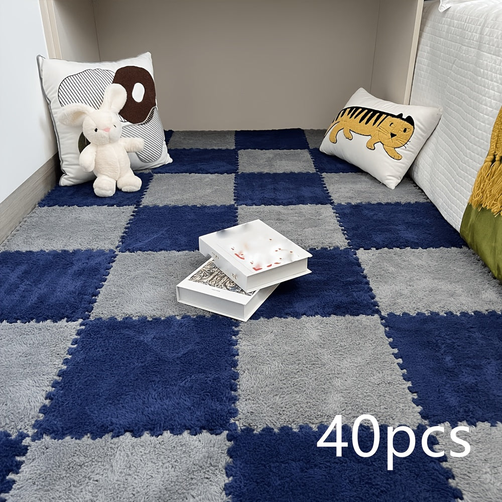 Interlocking Floor Mat Tiles 40 Piece 11.8x11.8" – Non-Slip EVA Snap-Together Flooring for Living Room Kitchen Bathroom Home Office Commercial Spaces