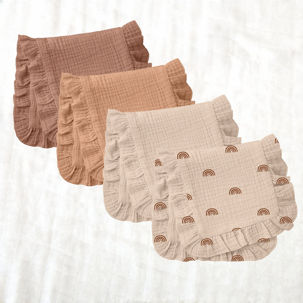 4-Pack Soft Baby Gauze Muslin Cloths, Absorbent Newborn & Infant Muslin Burp Cloths for Feeding Burping Sweat Absorption & Milk Stain Wiping, Gentle Reusable Baby Gauze Towels, Lotus Towel