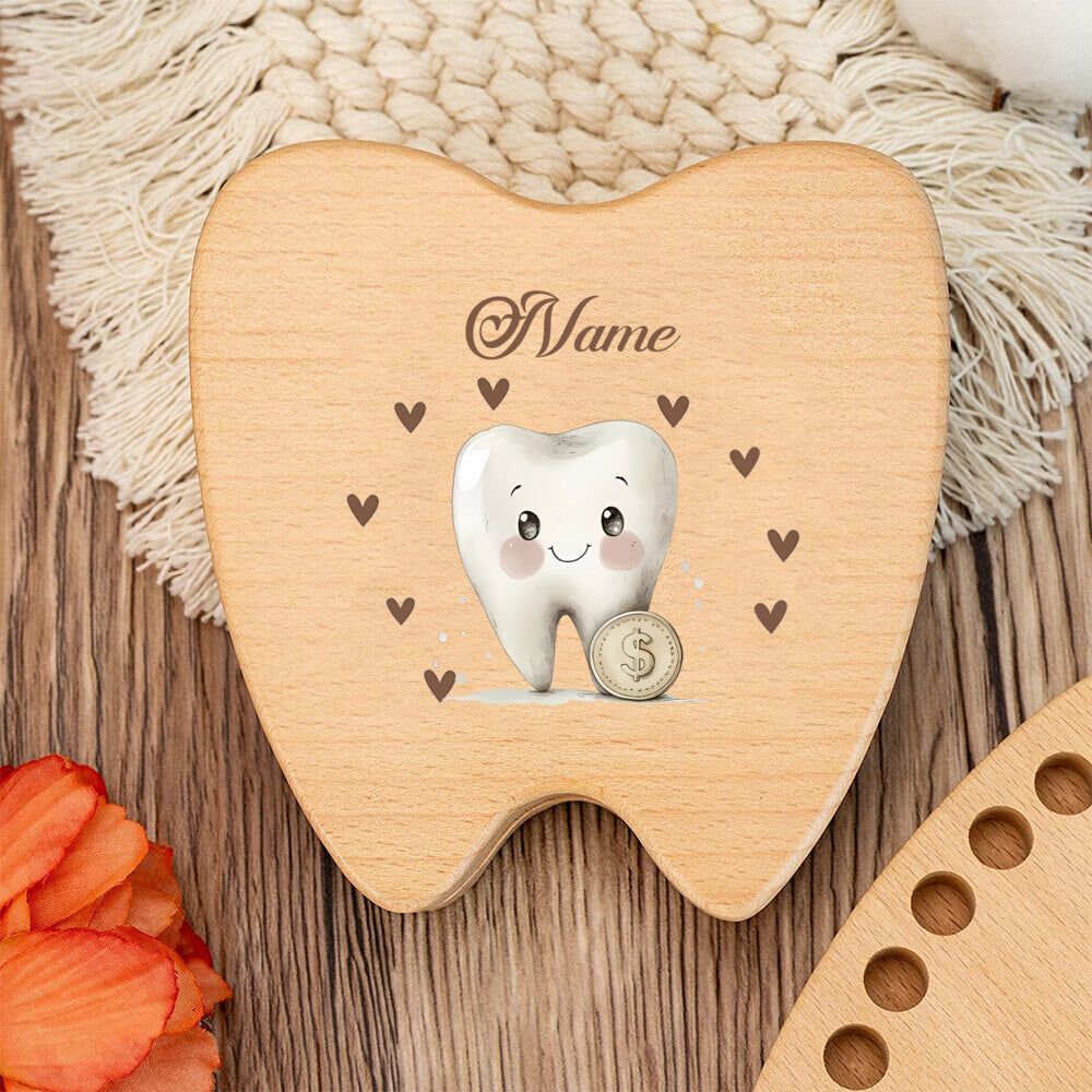 Personalized Baby Tooth Keepsake Storage Box, Custom Name & Color-Printed Design for Incisors Canines & Wisdom Teeth, Tooth Elf & Tooth Angel Designs, Baby Milestone Memory Gift