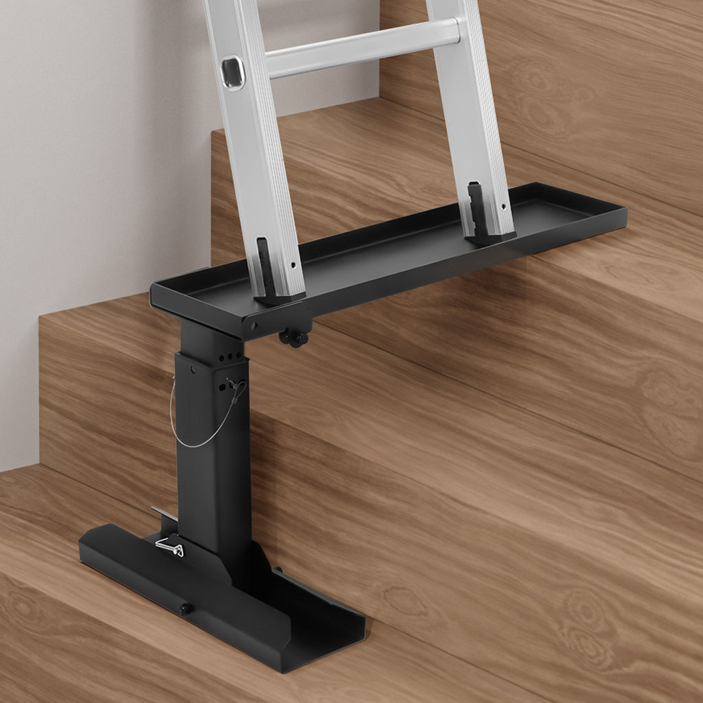 VEVOR Ladder Leveler – 23.4" Support Surface, 11.4–18" Adjustable Height, Folding Stabilizer for Stairs & Uneven Terrain, Carbon Steel, Non-Slip Rubber Feet, Fits Fiberglass, Aluminum & Telescopic Ladders, Black – Nova Mart