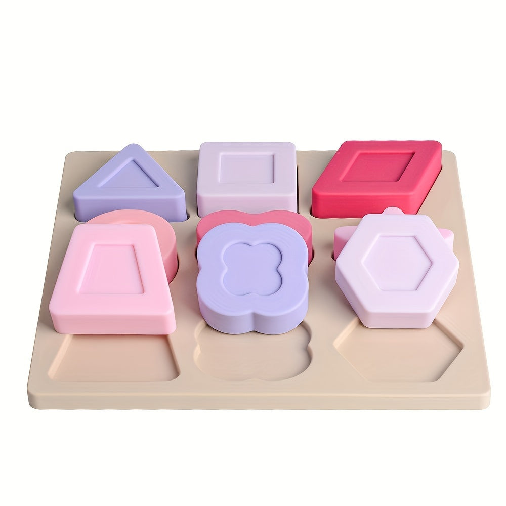 Educational Geometric Shape Matching Blocks Game, Food-Grade Silicone Tabletop Competitive Thinking Skills Toy for Kids, Dark Color & Light Color, Halloween Christmas Birthday Gift