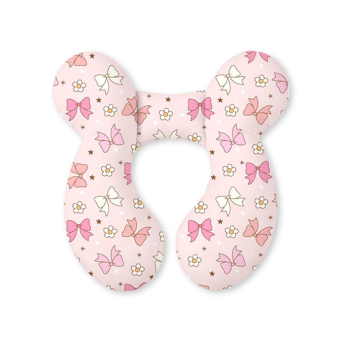 Kids Car Seat Headrest Pillow, Universal Child Head Support Neck Pillow for Boys & Girls, Cute Patterns including Green Leaves Pink Bow Rainbow Grey Stars & Gray Clouds