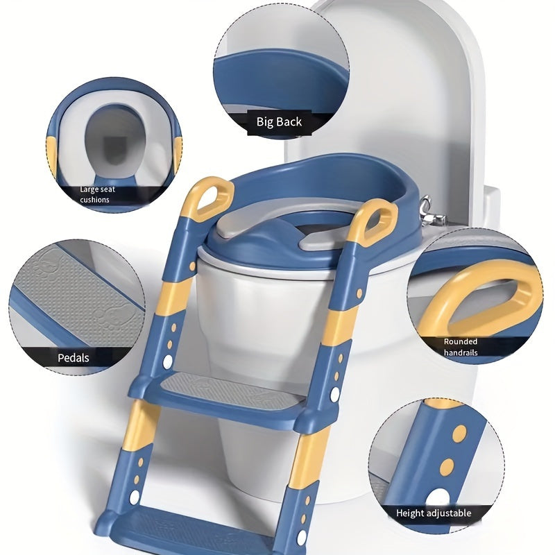 Foldable Kids Potty Training Seat with Step Stool, 2-in-1 Toddler Toilet Training Seat with Folding Step for Boys & Girls, Portable Compact Potty Seat for Home & Travel