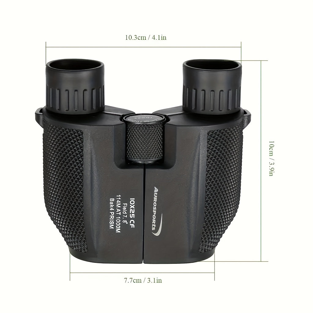 10x25 Compact Binoculars for Bird Watching Hunting Travel - TD1025 High-Power Lightweight Optics with 10x Magnification, 25mm Lenses, Rubber Coated, Interchangeable Eyecups, Durable Handheld Design