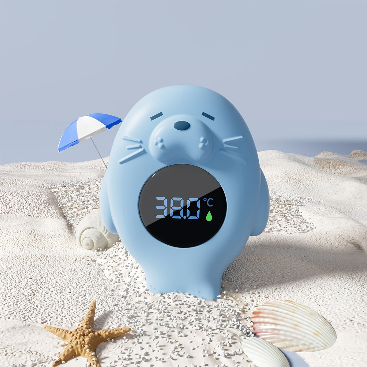 Sea Otter Floating Baby Bath Water Thermometer, Digital Water & Room Temperature Thermometer for Infant & Toddler Tub and Pool, Auto On/Off with Temperature Warning, Blue & Grey