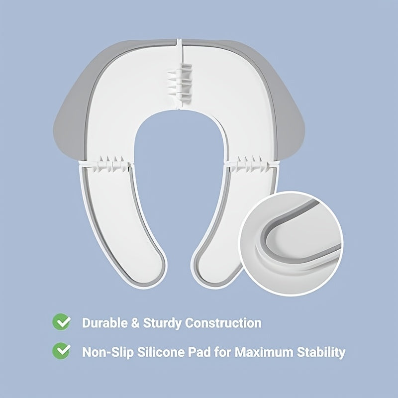 Foldable Portable Kids Toilet Seat Cushion, Puppy Pattern Collapsible Training Seat with Non-Slip Pad & Travel Bag, Splash-Proof Easy to Clean, Fits Most Toilets for Boys & Girls, Gray Blue & Pink