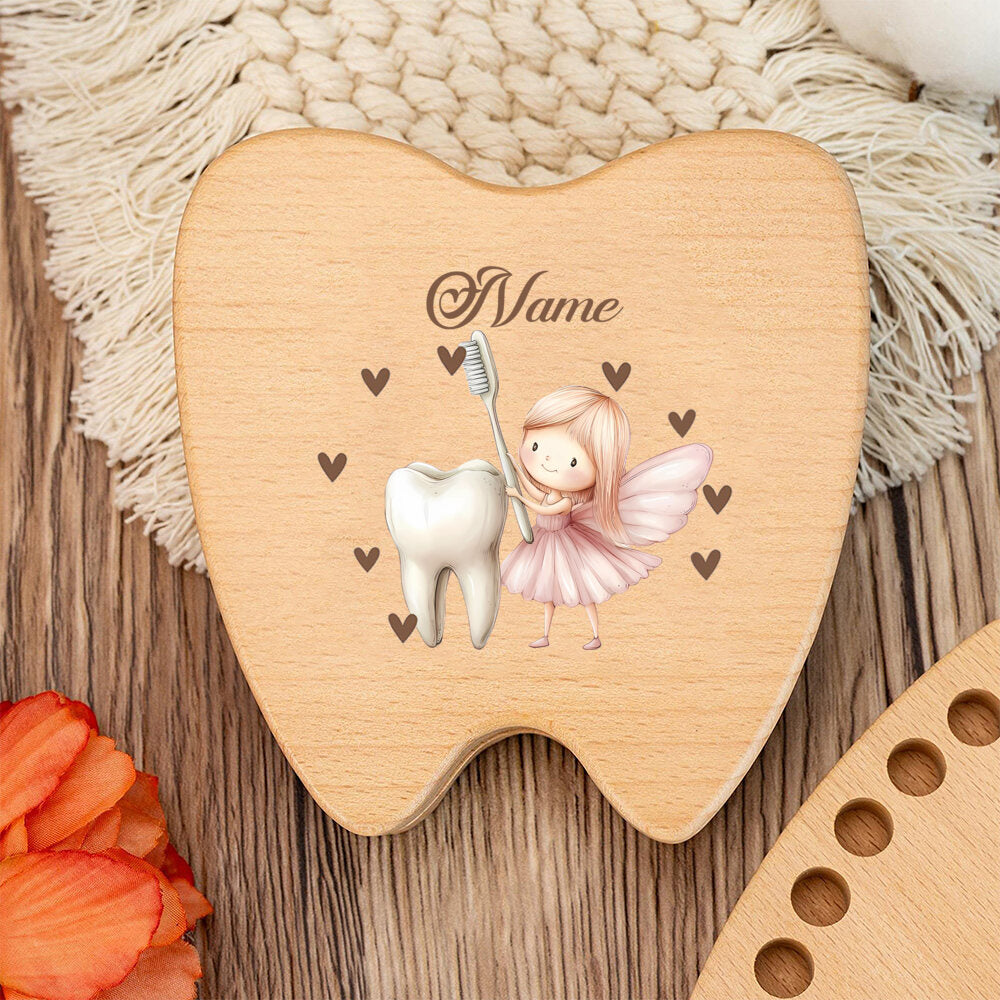 Personalized Baby Tooth Keepsake Storage Box, Custom Name & Color-Printed Design for Incisors Canines & Wisdom Teeth, Tooth Elf & Tooth Angel Designs, Baby Milestone Memory Gift