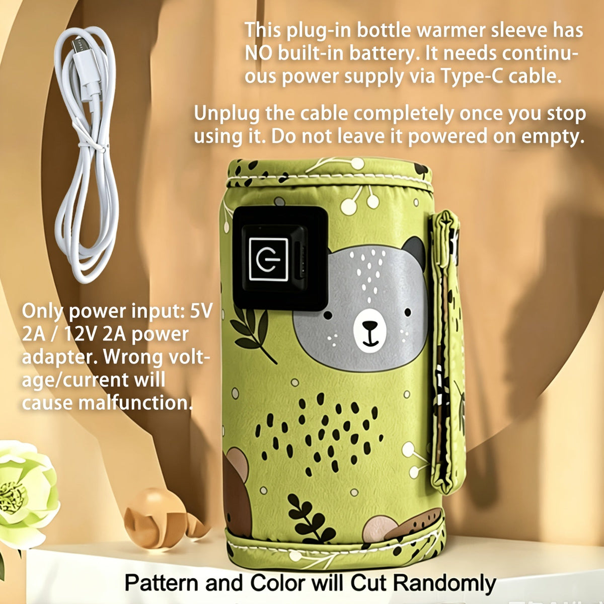USB Portable Bottle Warmer Insulator Sleeve, Universal Stroller Baby Bottle Bag for Travel, Nursing & Feeding Bottle Insulated Holder, Keeps Bottle Warm Continuously, Blue Yellow Pink & Green